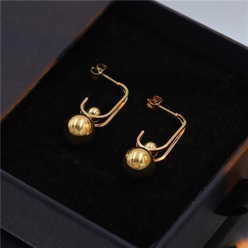 18K Gold-Plated Ball Drop Earrings - Picture 5 of 7